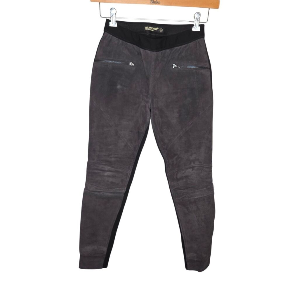 Blank NYC Womens Suede Leather Front Pull On Legging Moto Pants Black Size 28